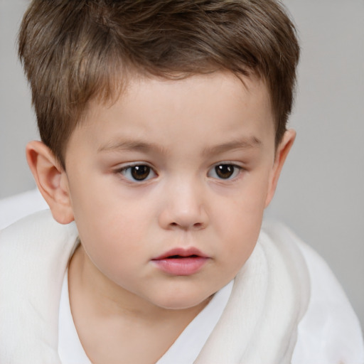 Neutral white child male with short  brown hair and brown eyes