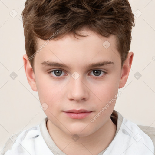 Neutral white child male with short  brown hair and brown eyes