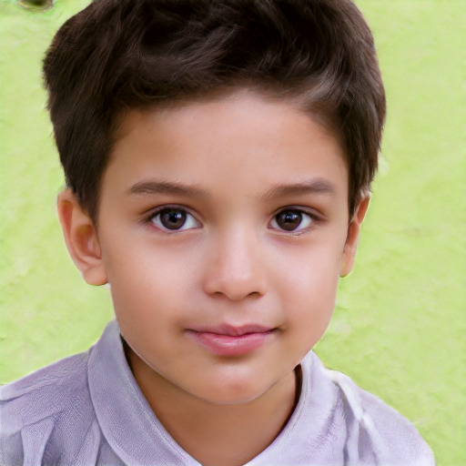 Neutral white child male with short  brown hair and brown eyes