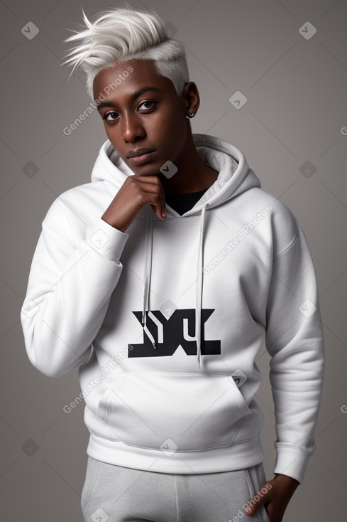 Adult non-binary with  white hair