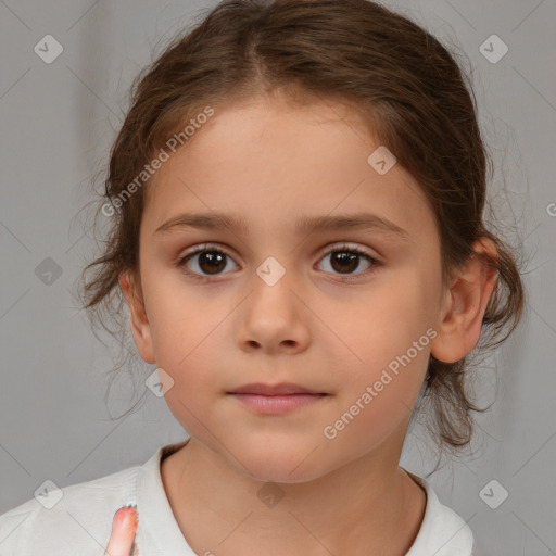 Neutral white child female with medium  brown hair and brown eyes