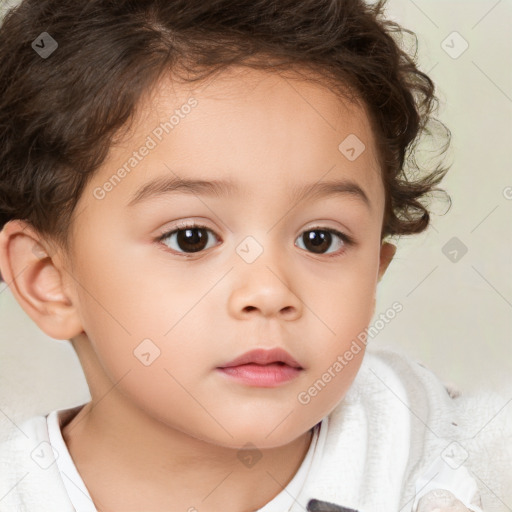 Neutral white child female with short  brown hair and brown eyes