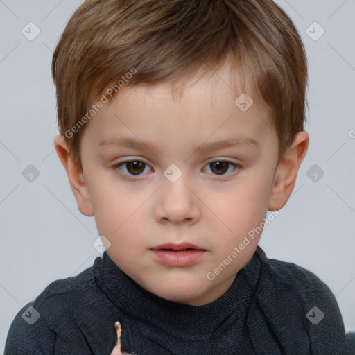 Neutral white child male with short  brown hair and brown eyes