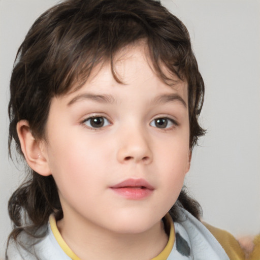 Neutral white child female with medium  brown hair and brown eyes