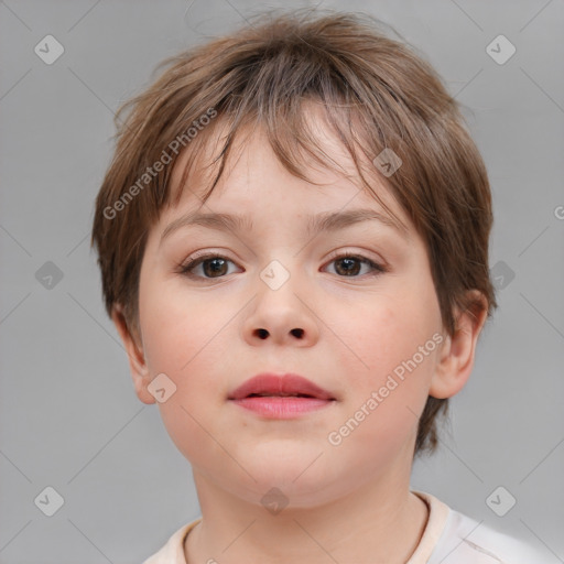 Neutral white child female with medium  brown hair and brown eyes