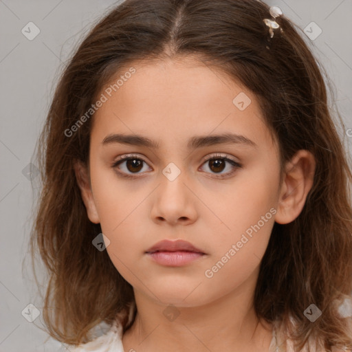 Neutral white child female with medium  brown hair and brown eyes