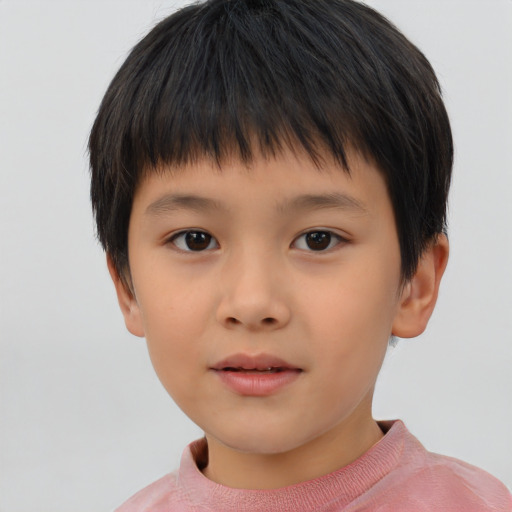 Neutral asian child male with short  brown hair and brown eyes