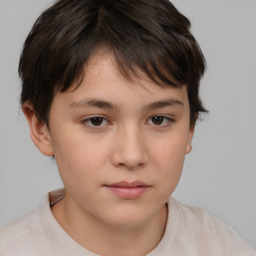 Neutral white child female with short  brown hair and brown eyes