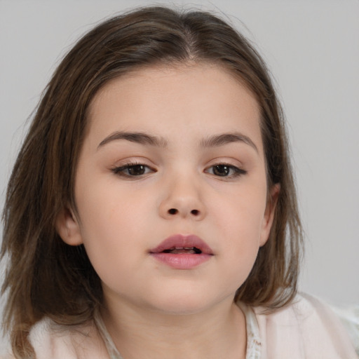 Neutral white child female with medium  brown hair and brown eyes