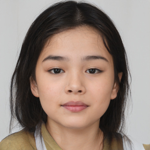 Neutral asian young-adult female with medium  brown hair and brown eyes