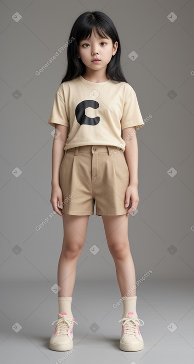 South korean child female with  black hair