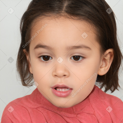 Neutral white child female with medium  brown hair and brown eyes