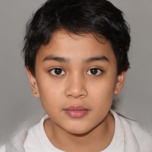 Neutral white child female with short  brown hair and brown eyes