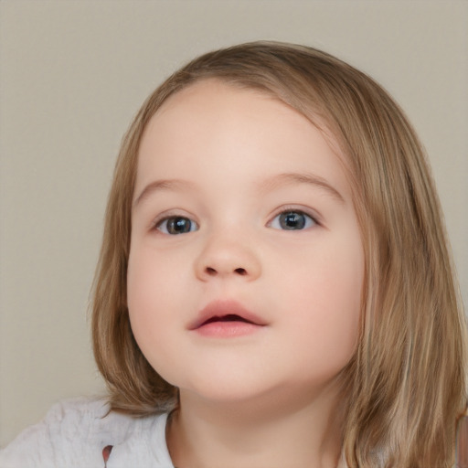 Neutral white child female with medium  brown hair and brown eyes