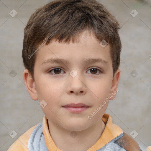 Neutral white child male with short  brown hair and brown eyes