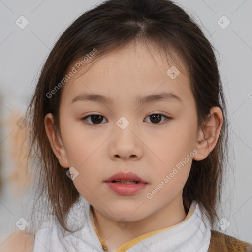 Neutral white child female with medium  brown hair and brown eyes