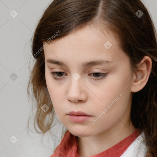 Neutral white child female with medium  brown hair and brown eyes