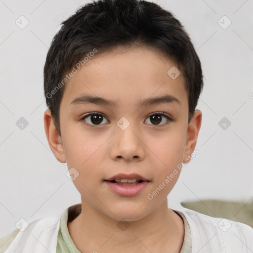 Neutral white child female with short  brown hair and brown eyes