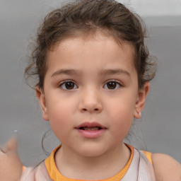 Neutral white child female with short  brown hair and brown eyes