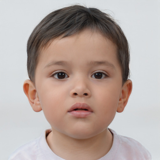 Neutral asian child male with short  brown hair and brown eyes