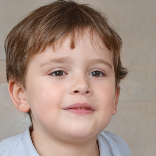 Neutral white child male with short  brown hair and brown eyes