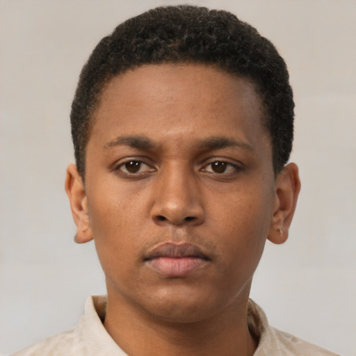 Neutral latino young-adult male with short  brown hair and brown eyes