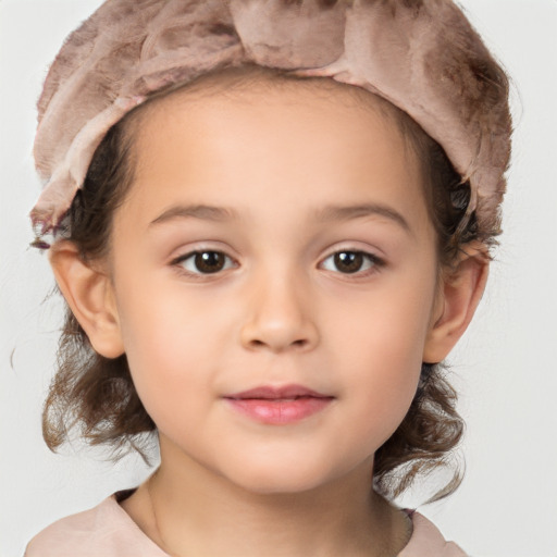 Neutral white child female with medium  brown hair and brown eyes