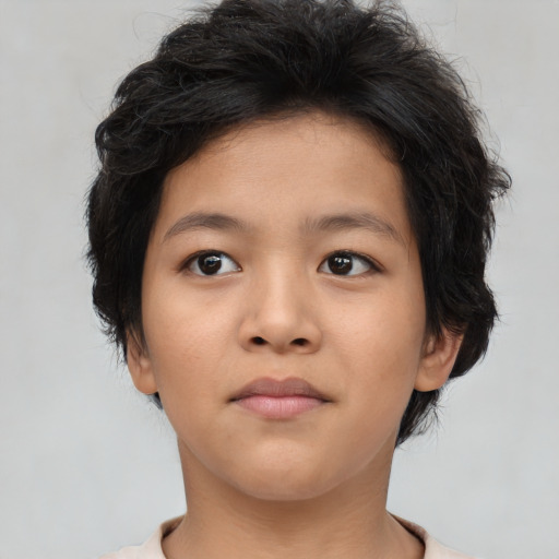 Neutral asian young-adult female with short  brown hair and brown eyes
