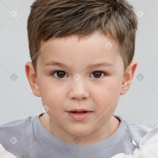 Neutral white child male with short  brown hair and brown eyes