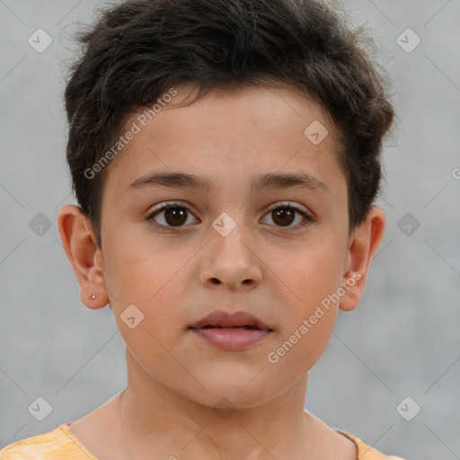 Neutral white child male with short  brown hair and brown eyes