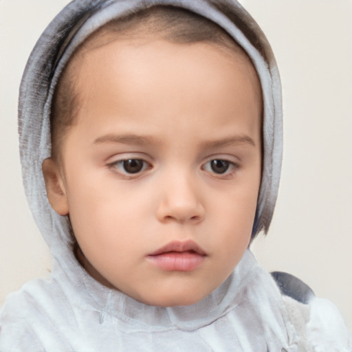 Neutral white child female with short  brown hair and brown eyes