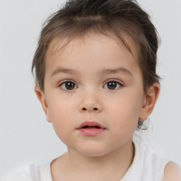 Neutral white child female with short  brown hair and brown eyes