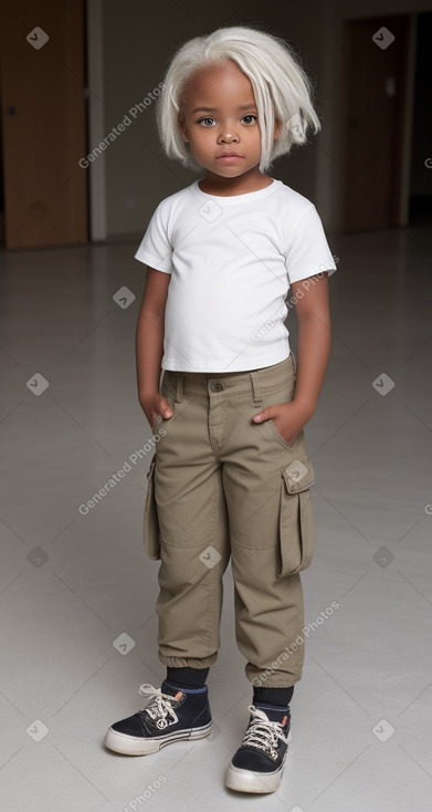 African american child female with  white hair