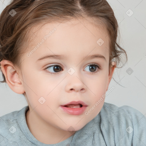 Neutral white child female with medium  brown hair and brown eyes