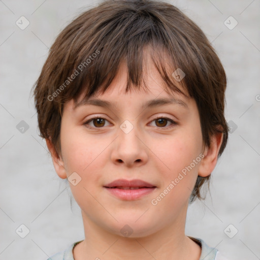 Neutral white child female with medium  brown hair and brown eyes