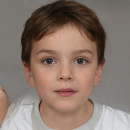 Neutral white child female with short  brown hair and brown eyes