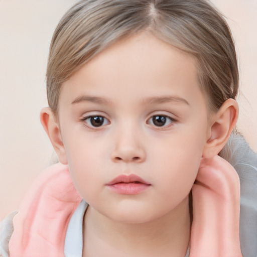 Neutral white child female with medium  brown hair and brown eyes