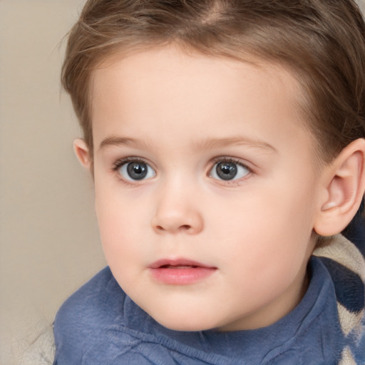 Neutral white child female with short  brown hair and brown eyes