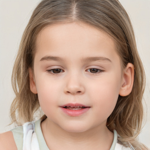 Neutral white child female with medium  brown hair and brown eyes