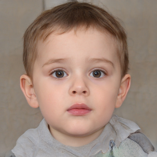 Neutral white child male with short  brown hair and brown eyes