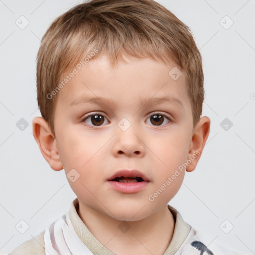 Neutral white child male with short  brown hair and brown eyes