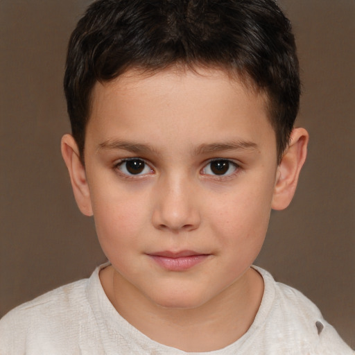 Neutral white child male with short  brown hair and brown eyes