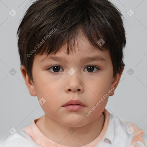 Neutral white child female with short  brown hair and brown eyes