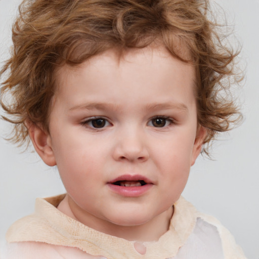 Neutral white child female with short  brown hair and brown eyes