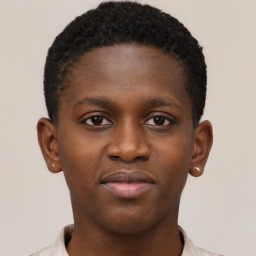 Neutral black young-adult male with short  brown hair and brown eyes