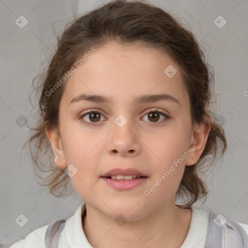 Neutral white child female with medium  brown hair and brown eyes