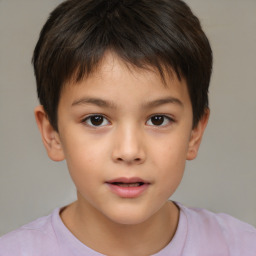 Neutral white child male with short  brown hair and brown eyes