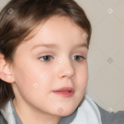 Neutral white child female with medium  brown hair and brown eyes