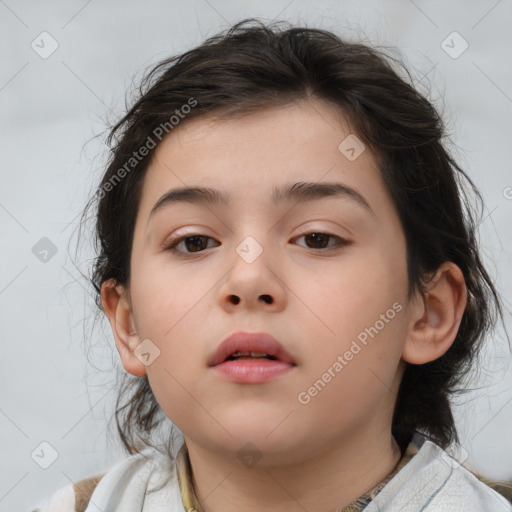 Neutral asian child female with medium  brown hair and brown eyes