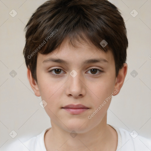 Neutral white child male with short  brown hair and brown eyes